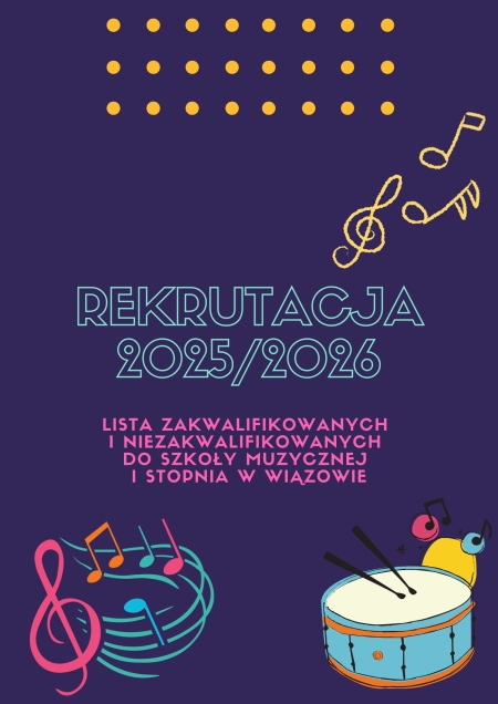 Lista kandydatów zakwalifikowanych i niezakwalifikowanych do Szkoły Muzycznej I stopnia w 