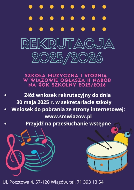 II nabór do Szkoły Muzycznej I stopnia w Wiązowie