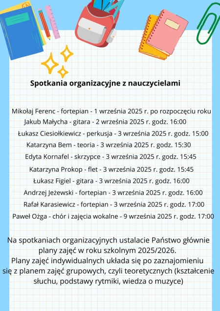 Plan spotkań organizacyjnych 